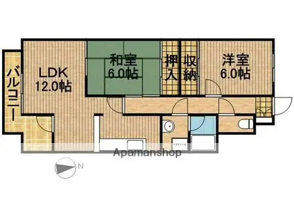 バウムコートA(2LDK/3階)の間取り写真