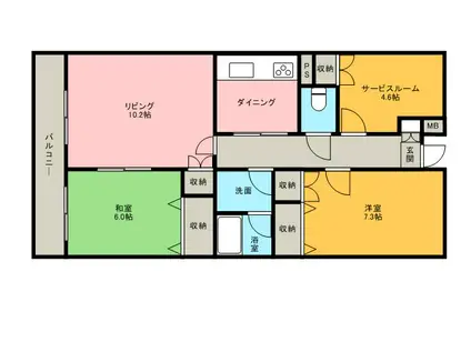 成子坂壱番街(3LDK/10階)の間取り写真