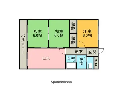 ヴェルメゾン飯尾(3LDK/2階)の間取り写真