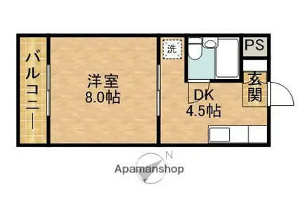 アプリコットハウスⅠ(1DK/2階)の間取り写真