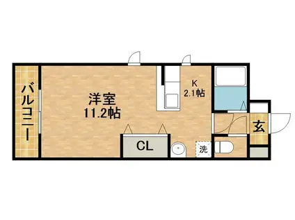 ビリーヴヒルズ(ワンルーム/2階)の間取り写真