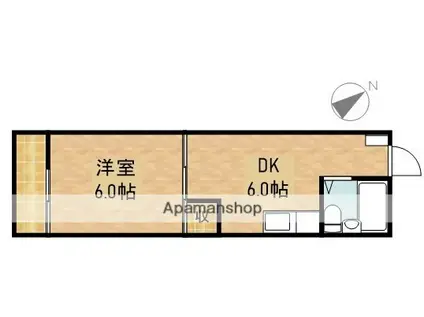 エスポアールⅡ(1DK/2階)の間取り写真