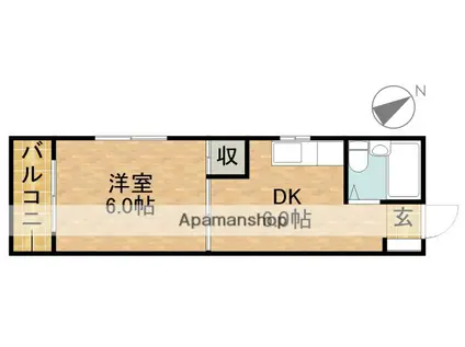 エスポアールⅡ(1DK/2階)の間取り写真