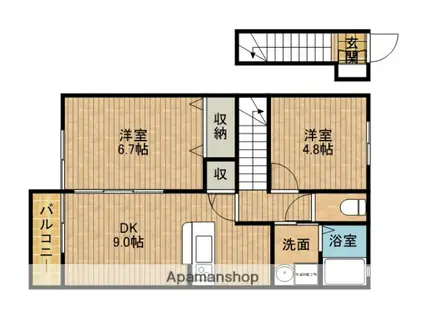 シェボンⅢ(2DK/2階)の間取り写真