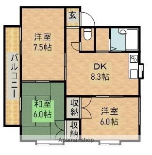 コーポユーカリ(3DK/2階)の間取り写真