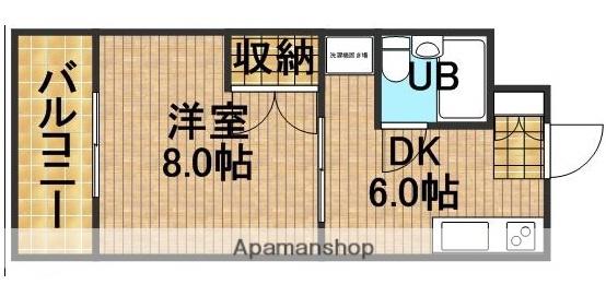 マンション昴A(1DK/2階)の間取り写真