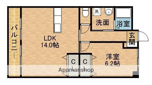 グレース名倉(1LDK/3階)の間取り写真