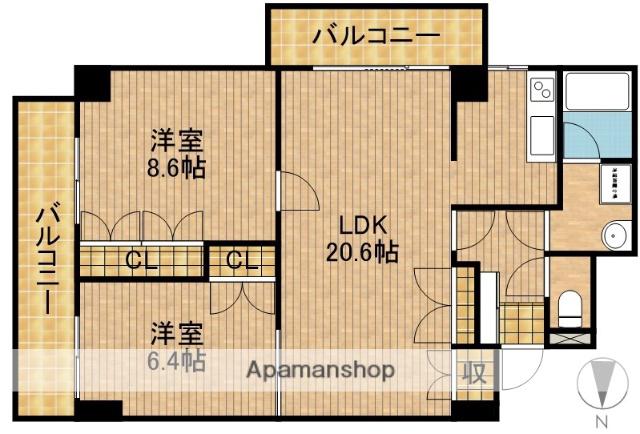上浅田レジデンス(2LDK/2階)の間取り写真