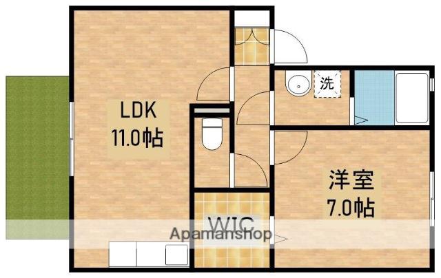 トゥール・ビヨンC(1LDK/1階)の間取り写真