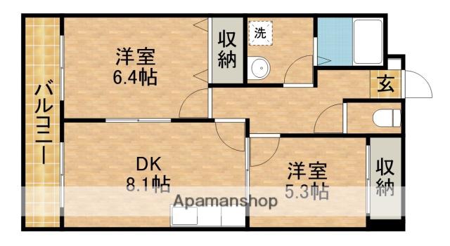 ティアラ西伊場(2DK/3階)の間取り写真