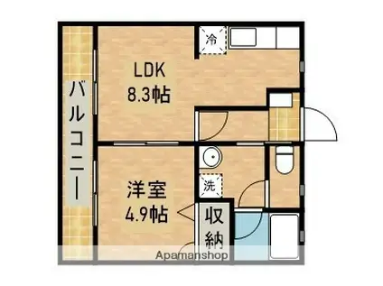 ヴィラパティオ(1LDK/1階)の間取り写真