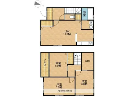 メゾネットハウス広沢(3LDK)の間取り写真