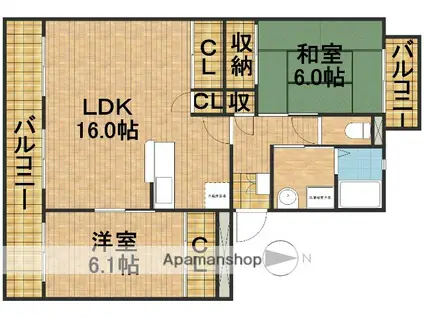 エスペランサ(2LDK/1階)の間取り写真
