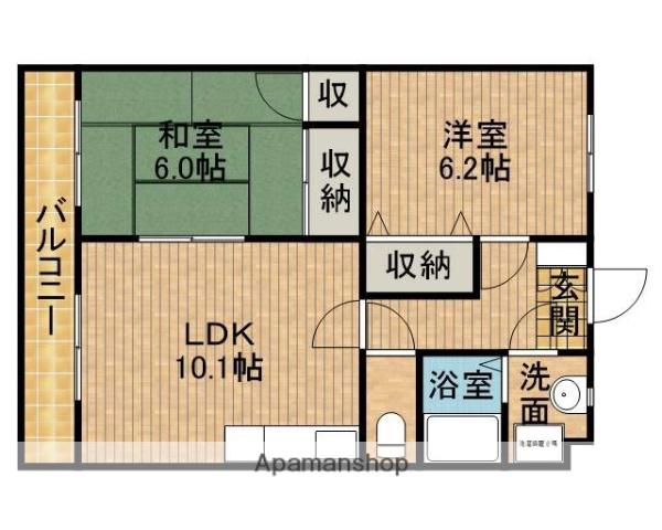 ヴィーヴルⅡ(2LDK/3階)の間取り写真