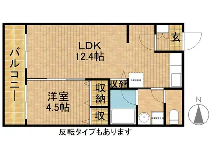 RAINBOWほんま(1LDK/5階)の間取り写真