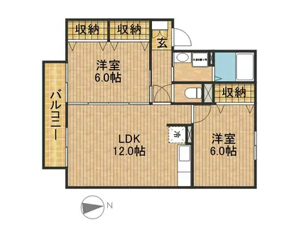 リジェール(2LDK/1階)の間取り写真