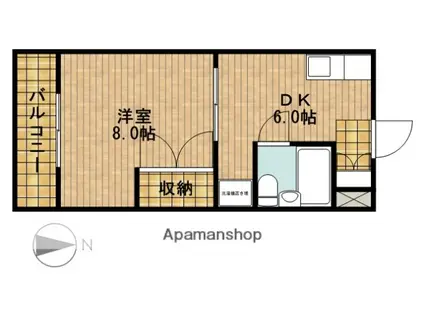 ドミール西野(1DK/1階)の間取り写真