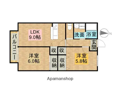 シティハウス西郷(2DK/2階)の間取り写真