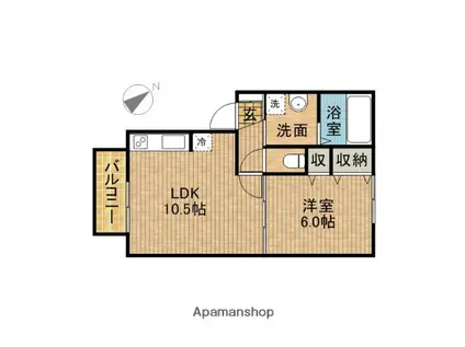 セリシール(1LDK/2階)の間取り写真