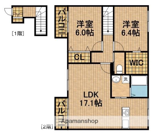 ルビアン(2LDK/2階)の間取り写真