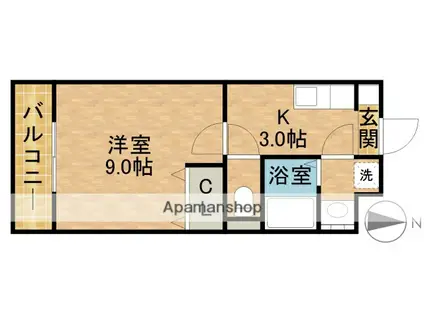 アイフォレスト(1K/1階)の間取り写真