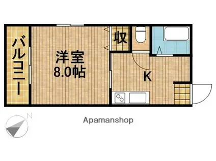 フルール(1K/2階)の間取り写真