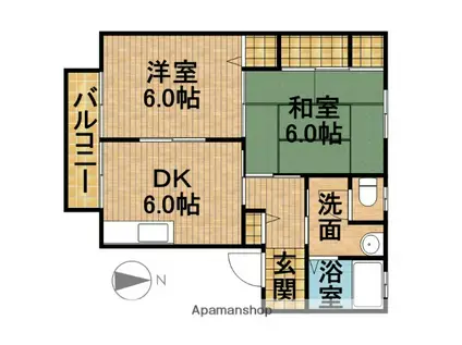 プラネット・テンA(2DK/2階)の間取り写真