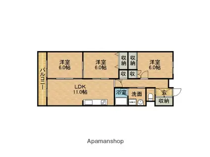 スカイコートエターナル(3LDK/2階)の間取り写真