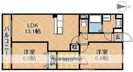 グランストーク中野町(2LDK/3階)の間取り写真