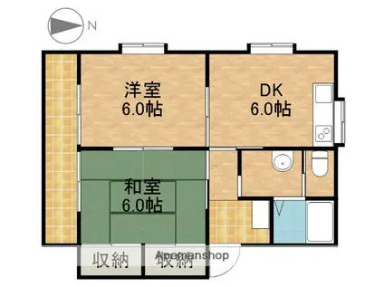 レ・アール小池A(2DK/2階)の間取り写真