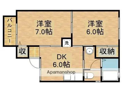 セジュール白菊(2DK/2階)の間取り写真