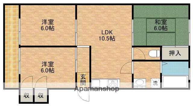 ダイドー2番館(3LDK/2階)の間取り写真