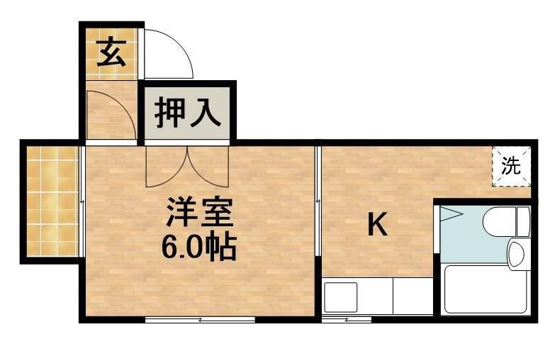 ツジハイツ(1K/1階)の間取り写真