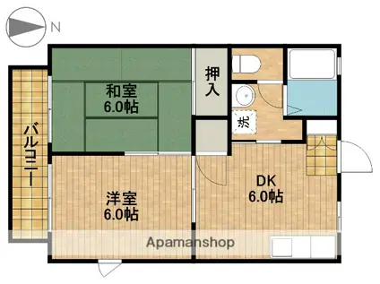 ハイツ魚妻Ⅲ(2DK/1階)の間取り写真