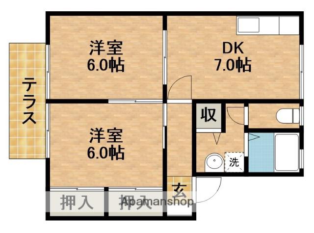 セジュールNOYORI(2DK/1階)の間取り写真