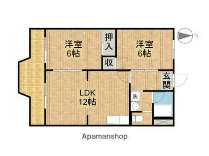 グランドコーポラス(2LDK/3階)の間取り写真