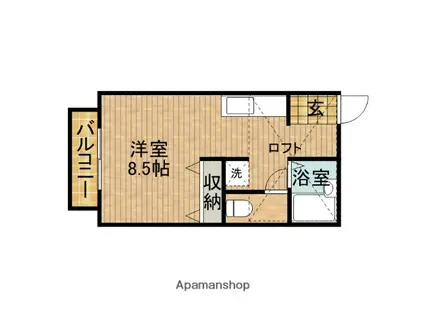 フローラ泉町D(ワンルーム/1階)の間取り写真