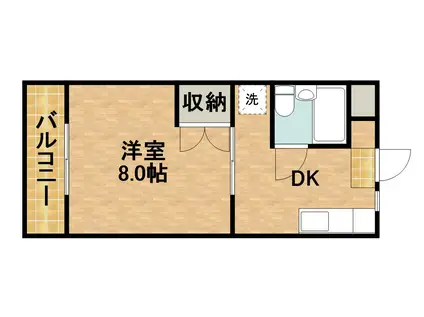 ハイライズ細島(1DK/3階)の間取り写真