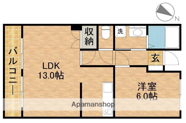 東海ホーム鴨江(1LDK/1階)の間取り写真