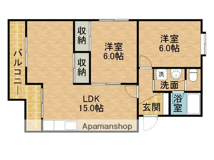 レスポワール曳馬(2LDK/3階)の間取り写真