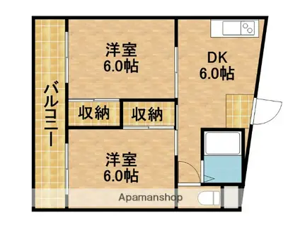 Vタウン(2DK/4階)の間取り写真