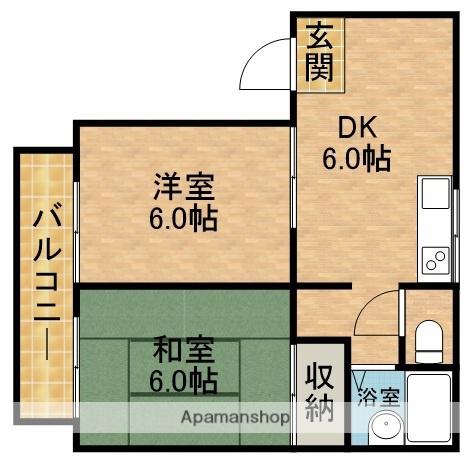 ハイツKMⅡ(2DK/2階)の間取り写真
