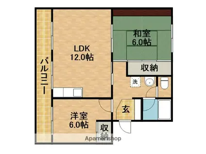 サンハイツ四ツ池B(2LDK/3階)の間取り写真