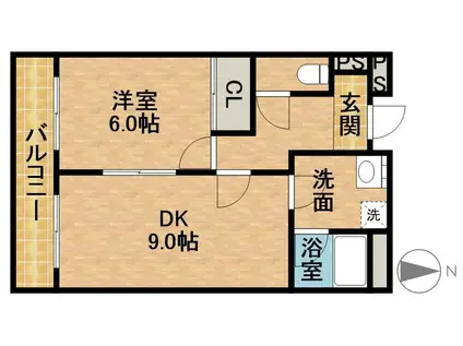 LIMPIA垂木(1LDK/3階)の間取り写真