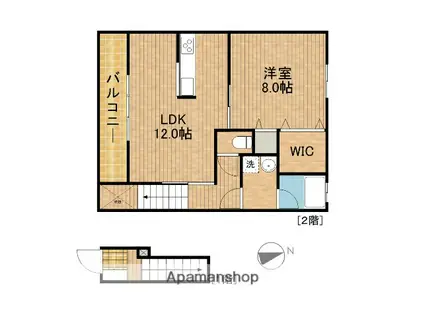 ハートプレイス(1LDK/2階)の間取り写真