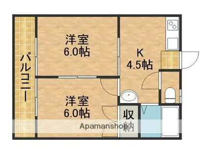 メゾンアトランタ(2K/1階)の間取り写真