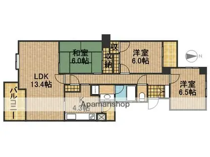 佐鳴湖パークタウン12号棟(3LDK/5階)の間取り写真