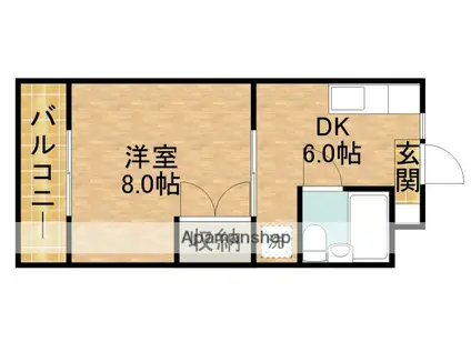 ミーテルーチェ坪井(1DK/2階)の間取り写真