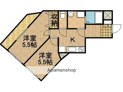 ティアラ植松(2K/3階)の間取り写真