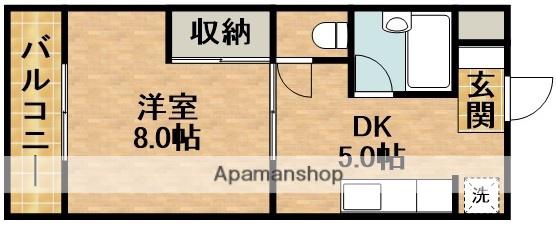 フローリッシュⅡ(1DK/3階)の間取り写真